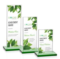 Heathrow Full Color Green Rectangle Crystal Award - Crystal Awards