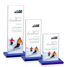 Heathrow Full Color Blue Rectangle Crystal Award - Crystal Awards