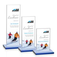Heathrow Full Color Sky Blue Rectangle Crystal Award - Crystal Awards