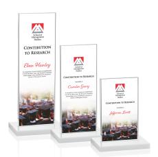 Heathrow Full Color White  Rectangle Crystal Award - Crystal Awards