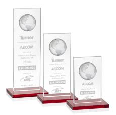 Brannigan Globe Red Rectangle Crystal Award - Crystal Awards