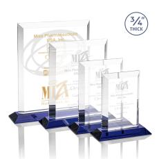 Harrington Blue  Rectangle Crystal Award - Crystal Awards