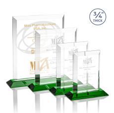 Harrington Green Rectangle Crystal Award - Crystal Awards