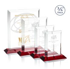Harrington Red  Rectangle Crystal Award - Crystal Awards
