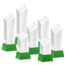 Barone Green on Base Obelisk Crystal Award - Crystal Awards