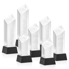 Barone Black on Base Obelisk Crystal Award - Crystal Awards