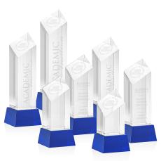 Barone Blue on Base Obelisk Crystal Award - Crystal Awards