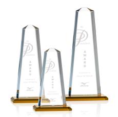 Pinnacle Amber Obelisk Crystal Award - Crystal Awards