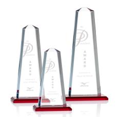 Pinnacle Red Obelisk Crystal Award - Glass Awards