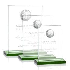 Cumberland Golf Green Rectangle Crystal Award - Crystal Awards