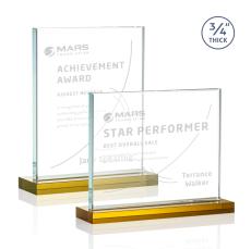 Manhattan Amber  Rectangle Crystal Award - Glass Awards
