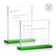 Manhattan Green Rectangle Crystal Award - Glass Awards