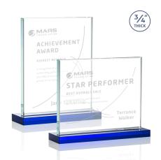 Manhattan Blue Rectangle Crystal Award - Glass Awards