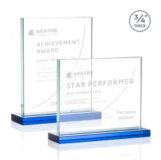 Manhattan Sky Blue  Rectangle Crystal Award - Glass Awards