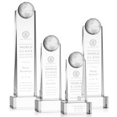 Sherbourne Globe Clear on Base Obelisk Crystal Award - Crystal Awards