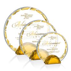 Galveston Full Color Amber  Circle Crystal Award - Crystal Diamond Awards
