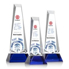 Rustern Full Color Blue on Base Obelisk Crystal Award - Sales Awards