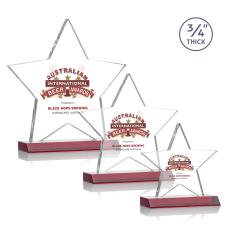 Chippendale Full Color Red  Star Crystal Award - Crystal Awards