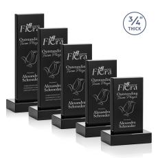 Hathaway Black  Rectangle Crystal Award - Crystal Awards