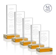 Holmes Amber Rectangle Crystal Award - Glass Awards