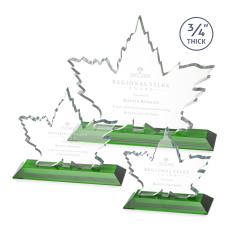 Maple Leaf Green Abstract / Misc Crystal Award - Crystal Awards