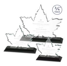 Maple Leaf Black  Abstract / Misc Crystal Award - Service Awards