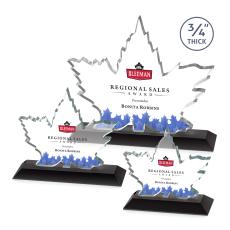 Maple Leaf Full Color Black  Abstract / Misc Crystal Award - Corporate Awards