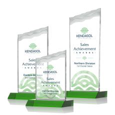 Oakwood Full Color Green Peak Crystal Award - Corporate Awards