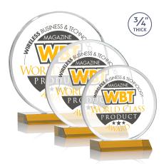 Blackpool Full Color Amber Circle Crystal Award - Full Color Awards