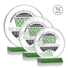 Blackpool Full Color Green Circle Crystal Award - Full Color Awards