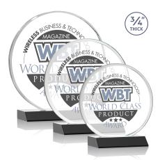 Blackpool Full Color Black Circle Crystal Award - Full Color Awards