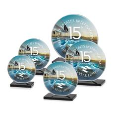 Victoria Full Color Black Circle Crystal Award - Full Color Awards