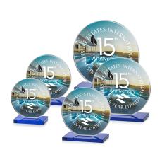 Victoria Full Color Blue Circle Crystal Award - Full Color Awards