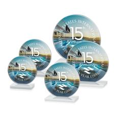 Victoria Full Color White Circle Crystal Award - Full Color Awards