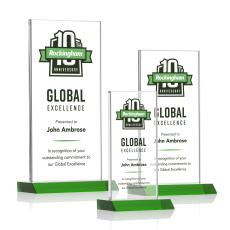 Bolton Full Color Green  Rectangle Crystal Award - Full Color Awards