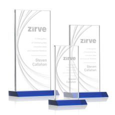 Hawkins Liquid Blue Rectangle Crystal Award - Corporate Awards