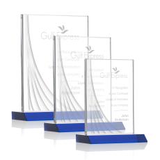 Leighton Liquid  Blue  Rectangle Crystal Award - Corporate Awards