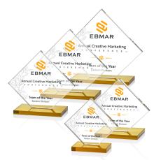 Wellington Full Color Amber  Crystal Award - Full Color Awards