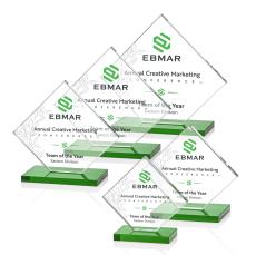 Wellington Full Color Green  Crystal Award - Full Color Awards