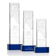 Rushmore Blue on Base Obelisk Crystal Award - Mountain Awards