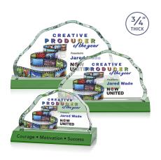 Highbridge Full Color Green Crystal Award - Crystal Awards