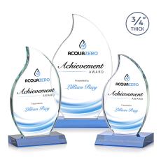 Croydon Full Color Sky Blue Flame Crystal Award - Crystal Awards