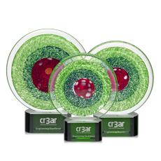On Target Circle on Green Base Glass Award - Corporate Awards