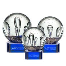 Serendipity Blue on Paragon Base Spheres Glass Award - Art Glass Awards