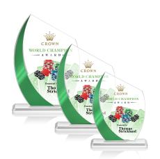 Wadebridge Full Color Green Peak Crystal Award - Colored Glass Awards