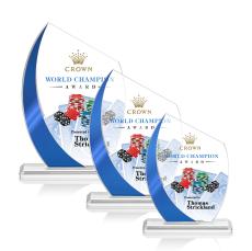 Wadebridge Full Color  Blue Peak Crystal Award - Glass Awards