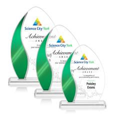 Sherborne Full Color Green Arch & Crescent Crystal Award - Full Color Awards