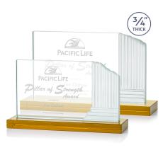 Colliseum Amber Rectangle Crystal Award - Corporate Awards