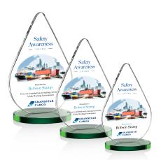 Glenhazel Full Color Green Crystal Award - Employee Awards