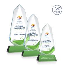 Sheridan Full Color Green on Newhaven Abstract / Misc Crystal Award - Glass Awards